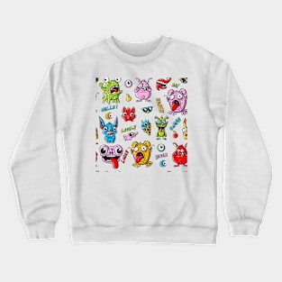 Funny monsters hand drawn cartoon characters Crewneck Sweatshirt